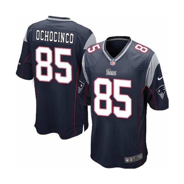 [NEW,Game] Chad Ochocinco Football Jersey -New England #85 FOOTBALL Jerseys(Blue)