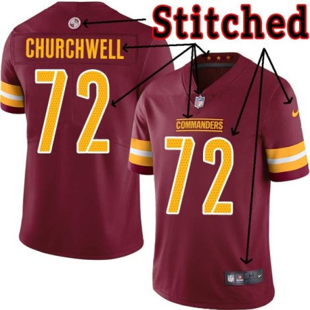 Burgundy Home Don Churchwell Jersey Washington Commanders #72