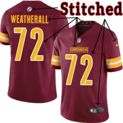 Burgundy Home Jim Weatherall Jersey Washington Commanders #72