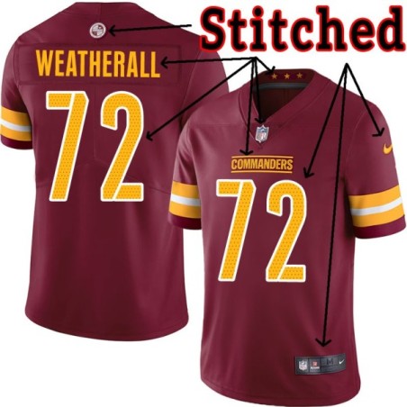 Burgundy Home Jim Weatherall Jersey Washington Commanders #72