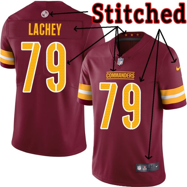 Burgundy Home Jim Lachey Jersey Washington Commanders #79
