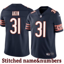 Navy Home Len Akin Jersey Chicago Bears #31