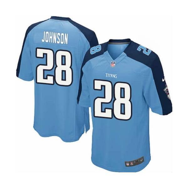 [NEW,Game] Chris Johnson Football Jersey -Tennessee #28 FOOTBALL Jerseys(Light Blue)