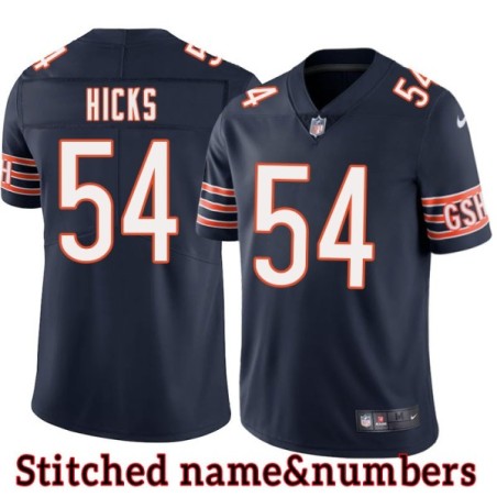 Navy Home Tom Hicks Jersey Chicago Bears #54
