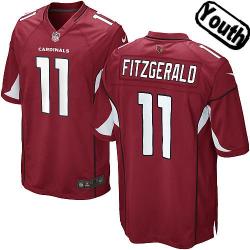 [NEW,Sewn-on]Larry Fitzgerald Youth Football Jersey - Arizona #11 FITZGERALD Jersey (Red) For Youth/Kid