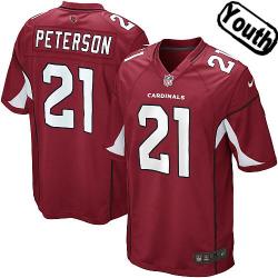 [NEW,Sewn-on]Patrick Peterson Youth Football Jersey - Arizona #21 PETERSON Jersey (Red) For Youth/Kid