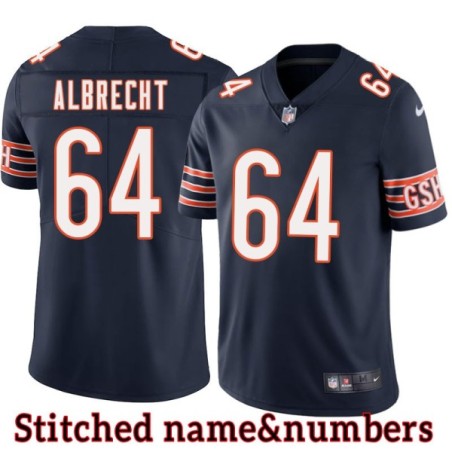 Navy Home Ted Albrecht Jersey Chicago Bears #64