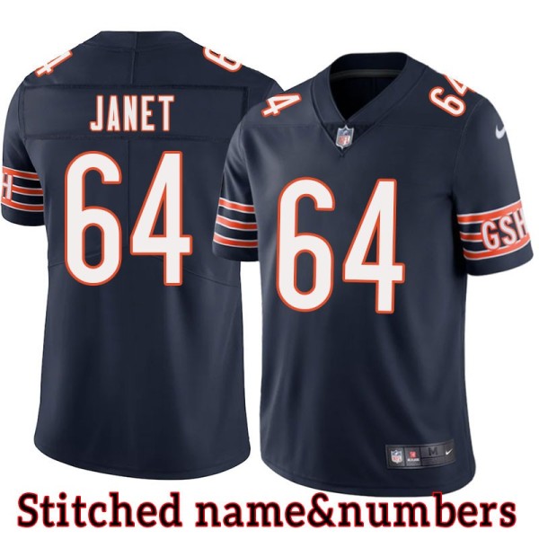 Navy Home Ernie Janet Jersey Chicago Bears #64