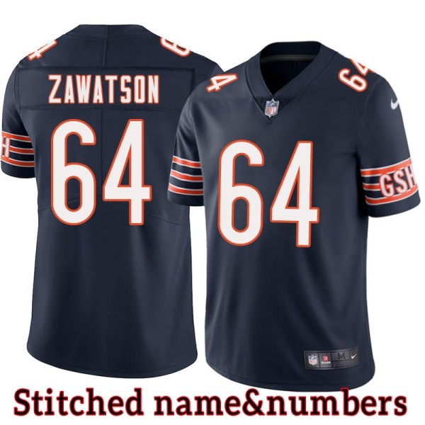 Navy Home Dave Zawatson Jersey Chicago Bears #64