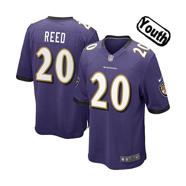 [Sewn-on,Youth]Ed Reed Baltimore Youth Football Jersey(Purple)