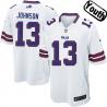 [NEW,Sewn-on]Steve Johnson Youth Football Jersey - Buffalo #13 JOHNSON Jersey (White) For Youth/Kid