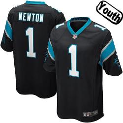 [NEW,Sewn-on]Cam Newton Youth Football Jersey - Carolina #1 NEWTON Jersey (Black) For Youth/Kid