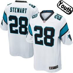 [NEW,Sewn-on]Jonathan Stewart Youth Football Jersey - Carolina #28 STEWART Jersey (White) For Youth/Kid