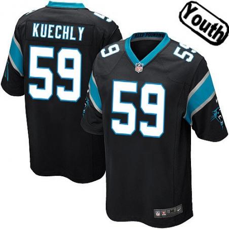 [NEW,Sewn-on]Luke Kuechly Youth Football Jersey - Carolina #59 KUECHLY Jersey (Black) For Youth/Kid