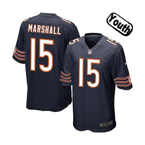 [NEW,Sewn-on]Brandon Marshall Youth Football Jersey - Chicago #15 MARSHALL Jersey (Blue) For Youth/Kid