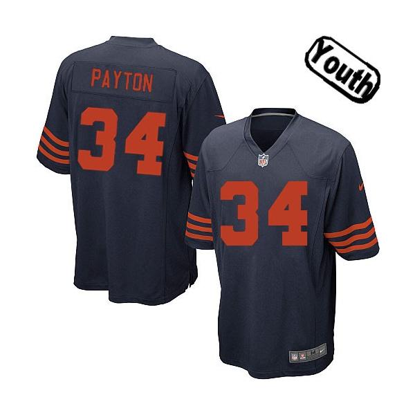 [NEW,Sewn-on]Walter Payton Youth Football Jersey - Chicago #34 PAYTON Jersey (Blue Yellow Number) For Youth/Kid