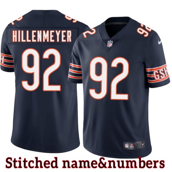 Navy Home Hunter Hillenmeyer Jersey Chicago Bears #92