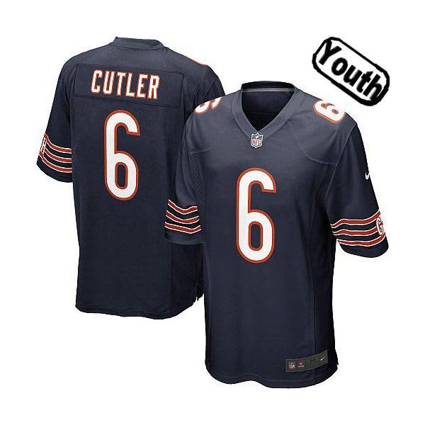 [NEW,Sewn-on]Jay Cutler Youth Football Jersey - Chicago #6 CUTLER Jersey (Blue) For Youth/Kid