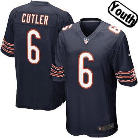 [NEW,Sewn-on]Jay Cutler Youth Football Jersey - Chicago #6 CUTLER Jersey (Blue) For Youth/Kid