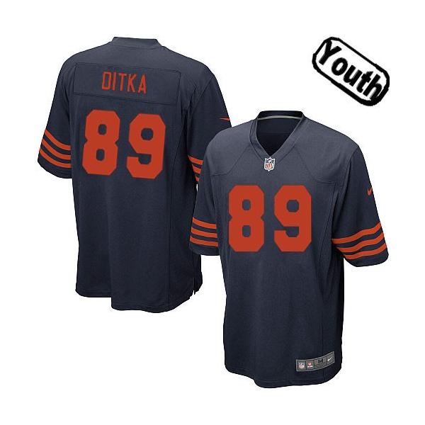 [NEW,Sewn-on]Mike Ditka Youth Football Jersey - Chicago #89 DITKA Jersey (Blue Yellow Number) For Youth/Kid