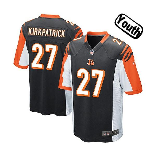 [NEW,Sewn-on]Dre Kirkpatrick Youth Football Jersey - Cincinnati #27 KIRKPATRICK Jersey (Black) For Youth/Kid