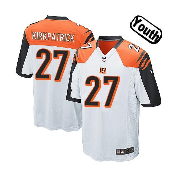 [NEW,Sewn-on]Dre Kirkpatrick Youth Football Jersey - Cincinnati #27 KIRKPATRICK Jersey (White) For Youth/Kid