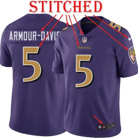 Purple Alternate Legend Jalyn Armour-Davis Jersey Baltimore Ravens #5