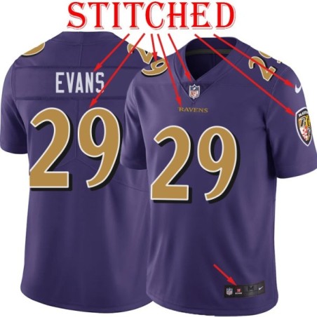 Purple Alternate Legend Charles Evans Jersey Baltimore Ravens #29