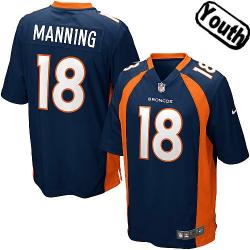 [NEW,Sewn-on]Peyton Manning Youth Football Jersey - Denver #18 MANNING Jersey (Blue) For Youth/Kid