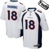 [NEW,Sewn-on]Peyton Manning Youth Football Jersey - Denver #18 MANNING Jersey (White) For Youth/Kid