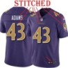Purple Alternate Legend Vashone Adams Jersey Baltimore Ravens #43