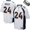 [NEW,Sewn-on]Champ Bailey Youth Football Jersey - Denver #24 BAILEY Jersey (White) For Youth/Kid