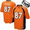 [NEW,Sewn-on]Eric Decker Youth Football Jersey - Denver #87 DECKER Jersey (Orange) For Youth/Kid