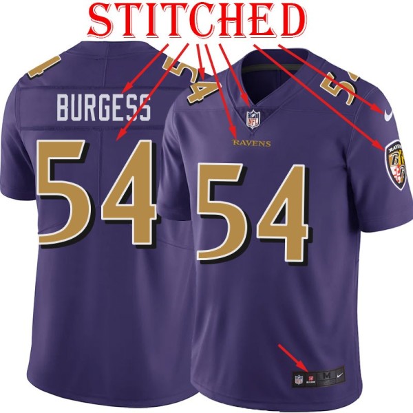Purple Alternate Legend Prescott Burgess Jersey Baltimore Ravens #54