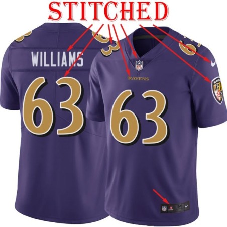 Purple Alternate Legend Bobbie / Wally Williams Jersey Baltimore Ravens #63