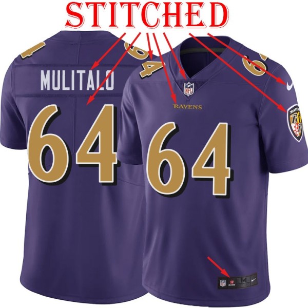 Purple Alternate Legend Edwin Mulitalo Jersey Baltimore Ravens #64