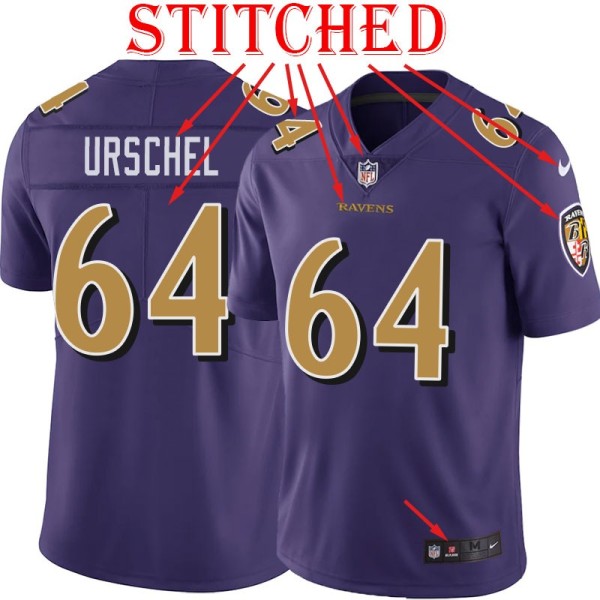 Purple Alternate Legend John Urschel Jersey Baltimore Ravens #64