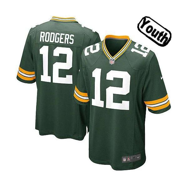 [Sewn-on,Youth]Aaron Rodgers Green Bay Youth Football Jersey ...