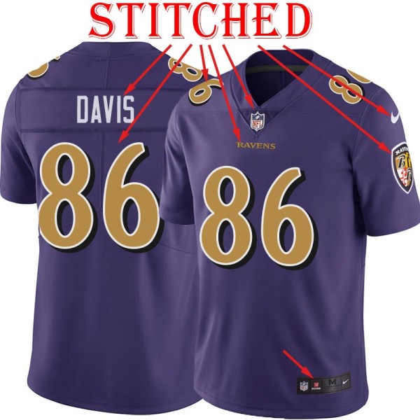 Purple Alternate Legend Billy Davis Jersey Baltimore Ravens #86