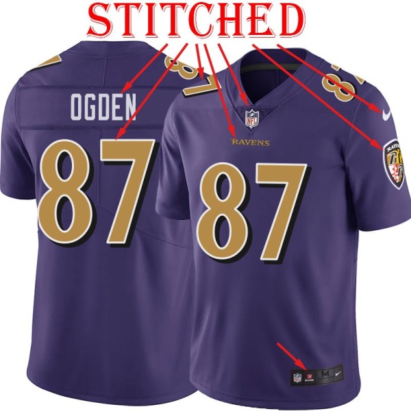 Purple Alternate Legend Jeff Ogden Jersey Baltimore Ravens #87