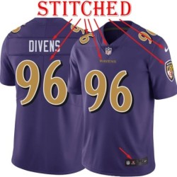 Purple Alternate Legend Lamar Divens Jersey Baltimore Ravens #96