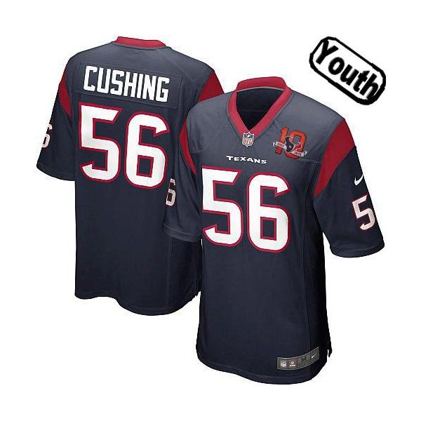 [NEW,Sewn-on]Brian Cushing Youth Football Jersey - Houston #56 CUSHING Jersey (Blue 10 Anniversary) For Youth/Kid