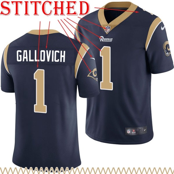 Navy Throwback Tony Gallovich Jersey Los Angeles Rams #1