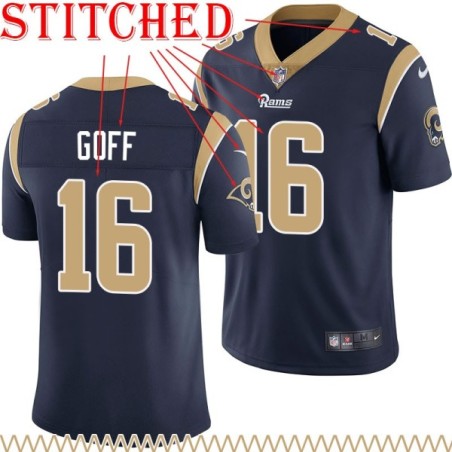 Navy Throwback Jared Goff Jersey Los Angeles Rams #16