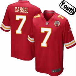 [NEW,Sewn-on]Matt Cassel Youth Football Jersey - KC #7 CASSEL Jersey (Red) For Youth/Kid