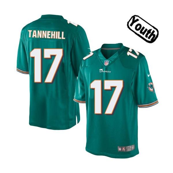 [NEW,Sewn-on]Ryan Tannehill Youth Football Jersey - Miami #17 TANNEHILL Jersey (Green) For Youth/Kid