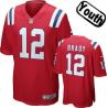 [NEW,Sewn-on]Tom Brady Youth Football Jersey - New England #12 BRADY Jersey (Red) For Youth/Kid