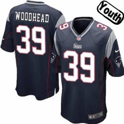 [NEW,Sewn-on]Danny Woodhead Youth Football Jersey - New England #39 WOODHEAD Jersey (Blue) For Youth/Kid