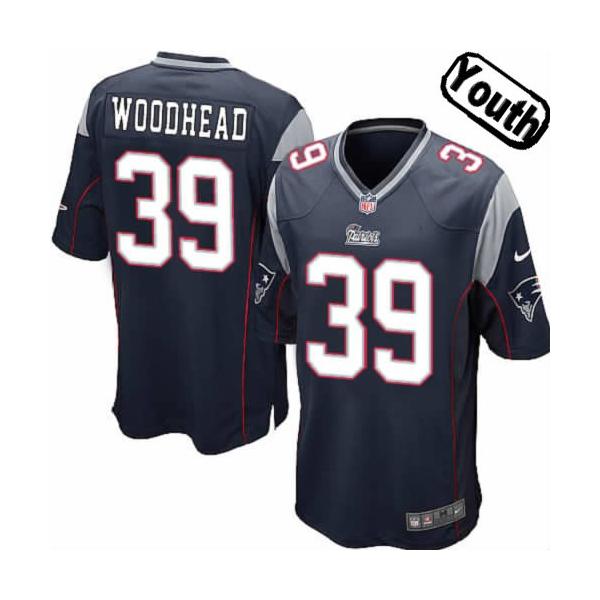 [NEW,Sewn-on]Danny Woodhead Youth Football Jersey - New England #39 WOODHEAD Jersey (Blue) For Youth/Kid