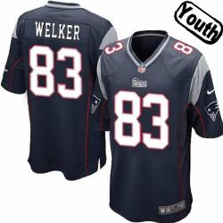 [NEW,Sewn-on]Wes Welker Youth Football Jersey - New England #83 WELKER Jersey (Blue) For Youth/Kid